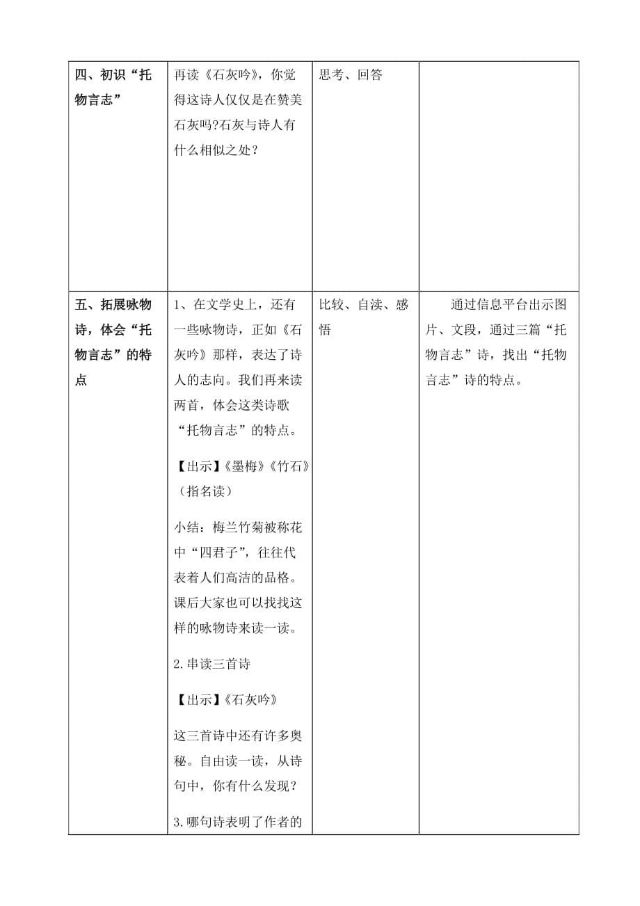 六年级下册语文教案-10 古诗三首：石灰吟｜部编版 (1)_第5页