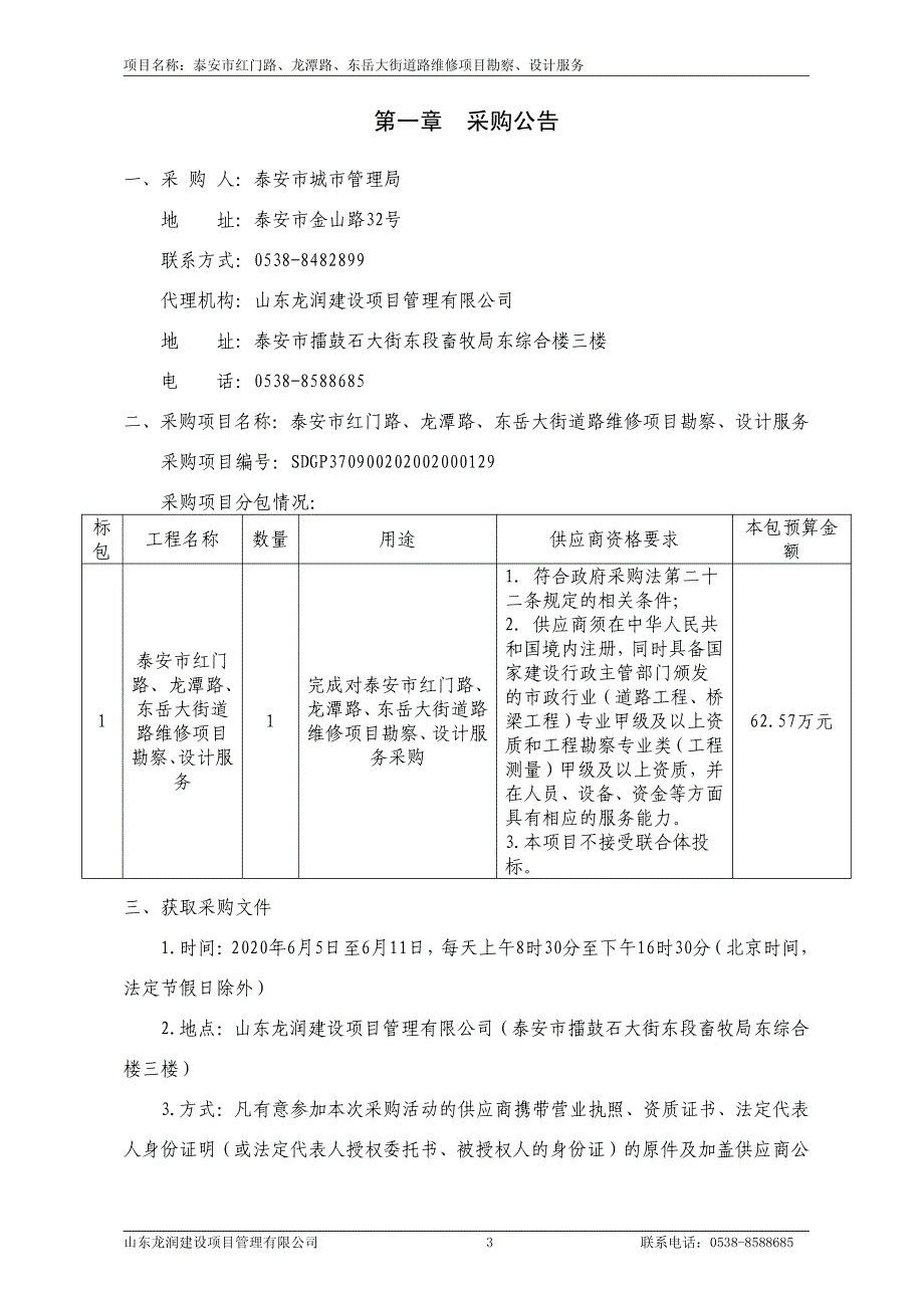 街道路维修项目勘察、设计服务招标文件_第3页