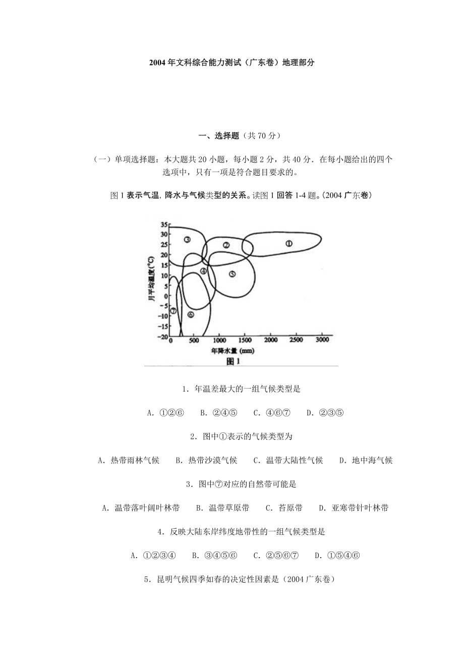 2004年地理试题（广东卷）.doc_第1页
