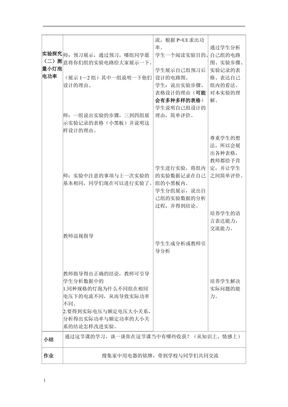 124中郝丽华指导课《灯泡的电功率》教学设计培训教材_第4页