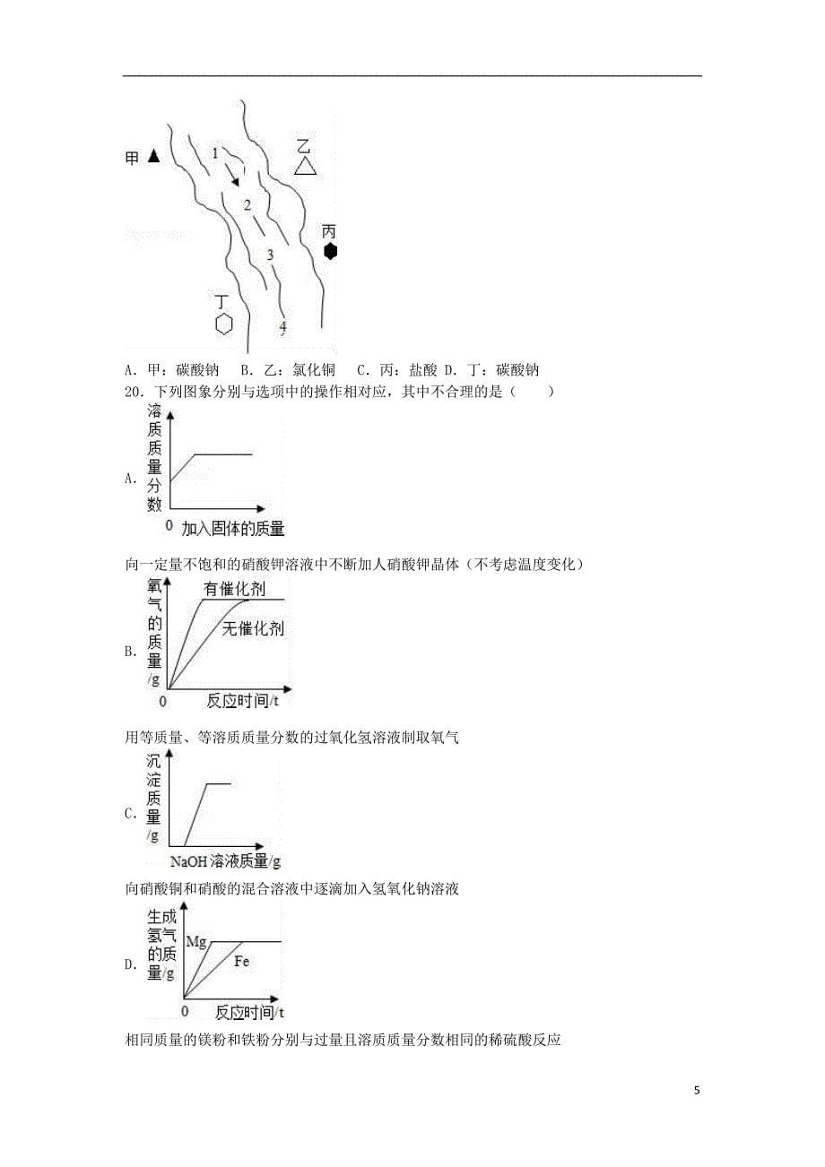 山东省泰安市满庄一中九年级化学下学期5月月考试卷（含解析）新人教版_第5页