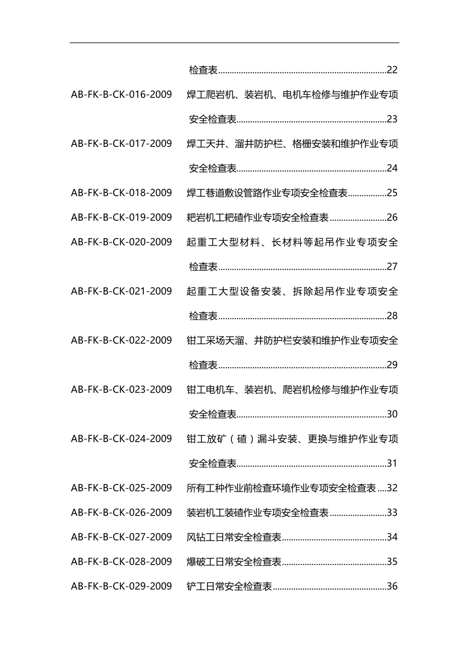 2020（安全生产）2020年安全检查表第一册采矿车间生产提升运输机修维修通风运转_第4页