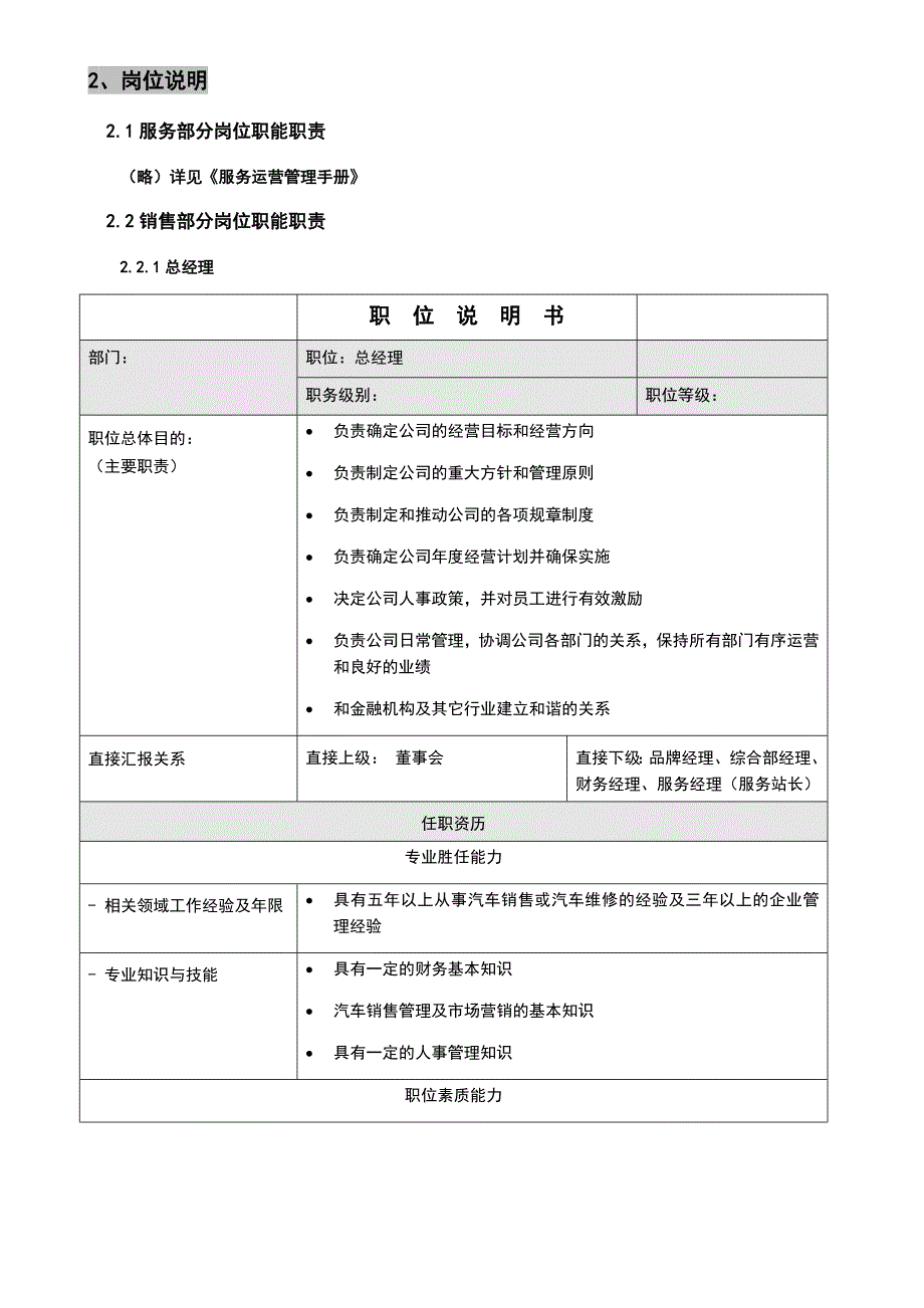 4S店组织机构框架与职能职责模版_第3页