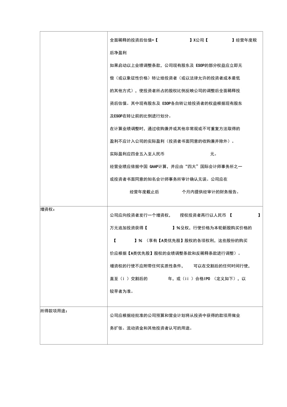 风险投资条款清单范本模板_第4页