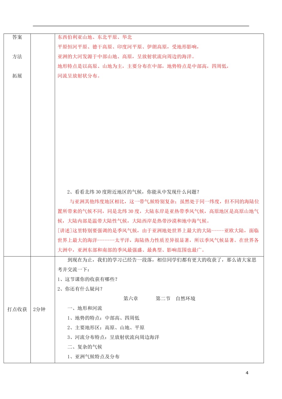 山东省济阳县竞业园学校七年级地理下册6.2亚洲的自然环境导学案1（新版）新人教版_第4页