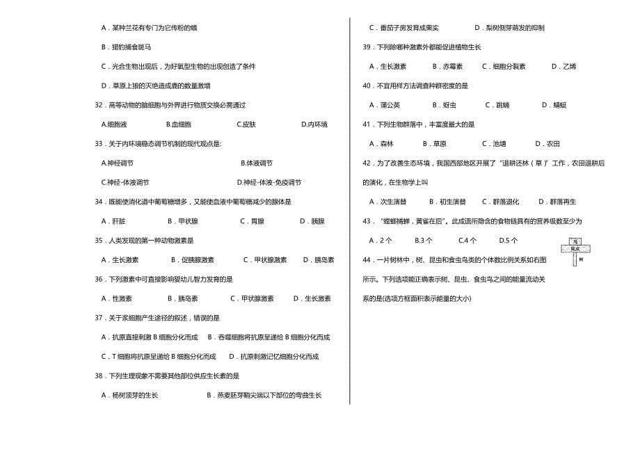 （人力资源知识）2020年某年山东省高中生物学模拟试题__第5页