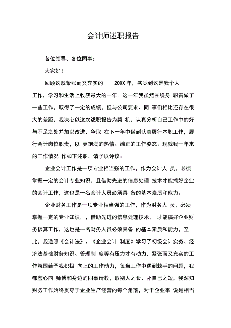 202X年会计师述职报告_第1页