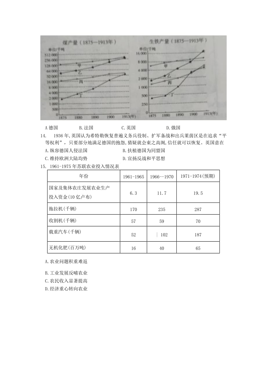 山东省滨州市2020届高三历史第二次模拟考试试题[含答案]_第3页