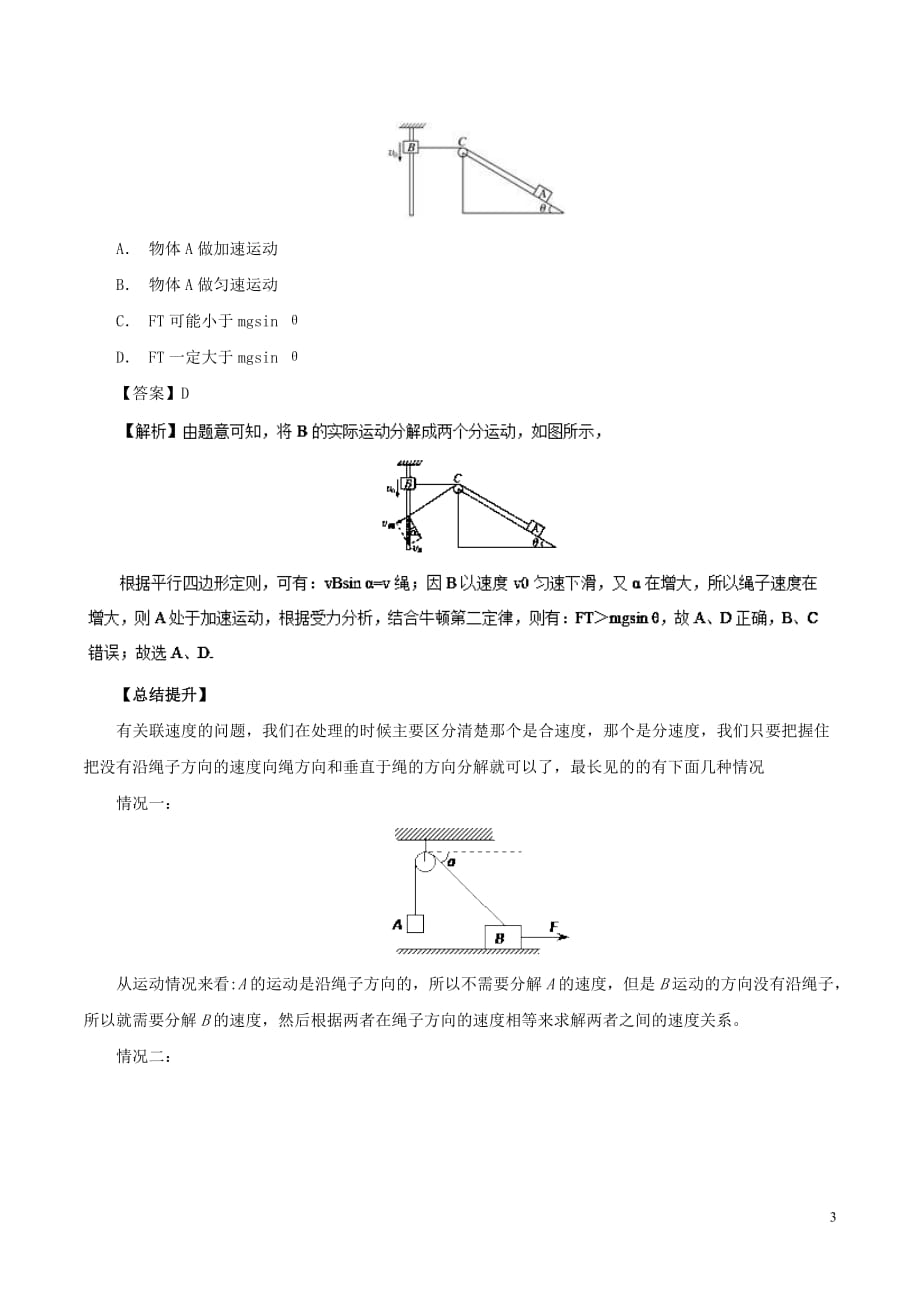 高一物理力学专题提升专题14关联速问题_第3页