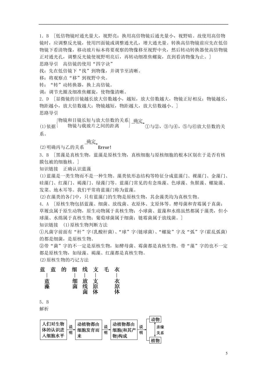 高中生物第一章走近细胞课时作业2新人教版必修1_第5页