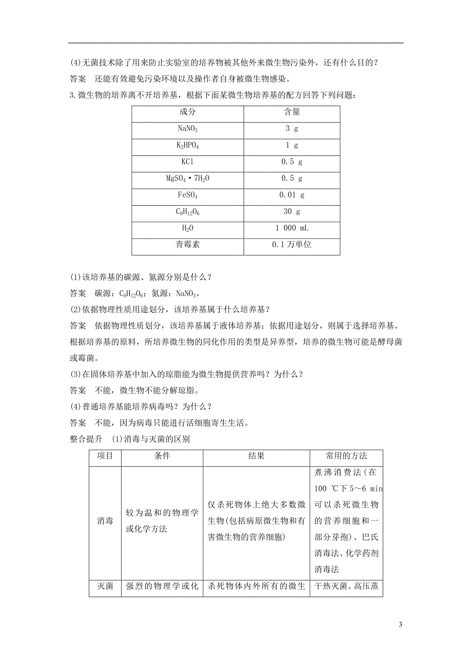高中生物第一章无菌操作技术实践第1课时微生物的分离和培养同步备课教学案苏教选修1_第3页
