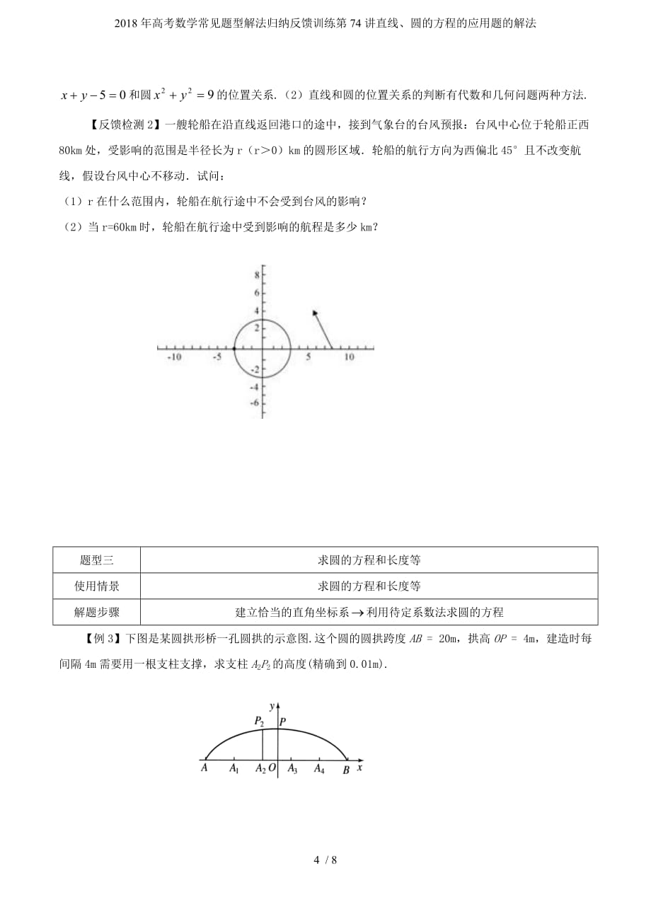 高考数学常见题型解法归纳反馈训练第74讲直线、圆的方程的应用题的解法_第4页