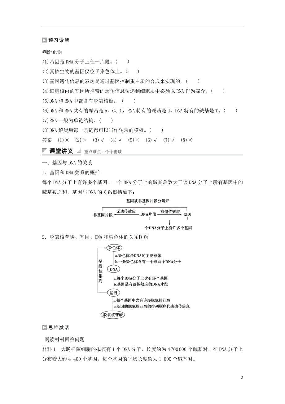 高中生物第四章第三节基因与DNA的关系及遗传信息的转录（第1课时）课时作业苏教版必修2_第2页