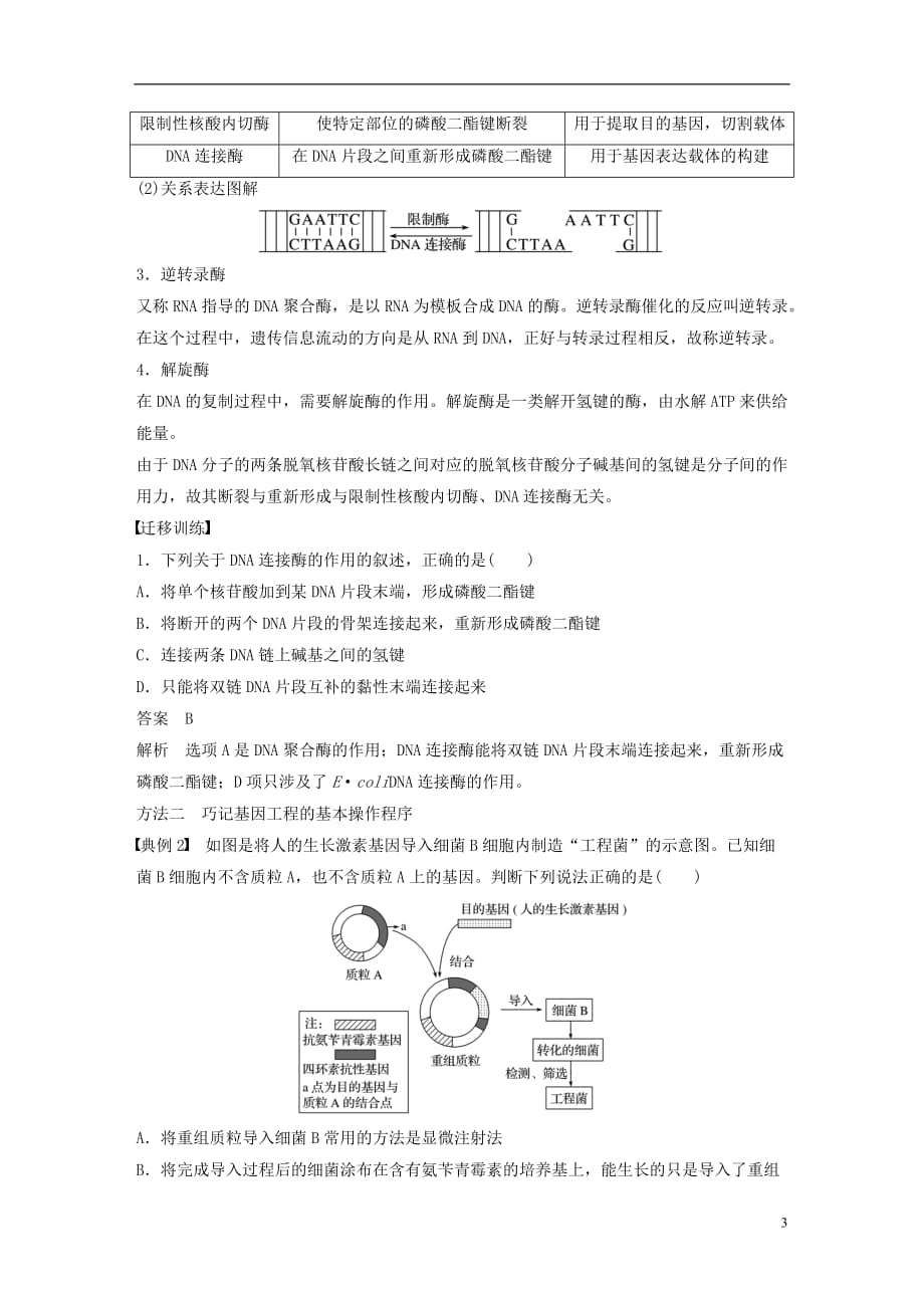 高中生物第一章基因工程章末整合学案苏教选修3_第3页