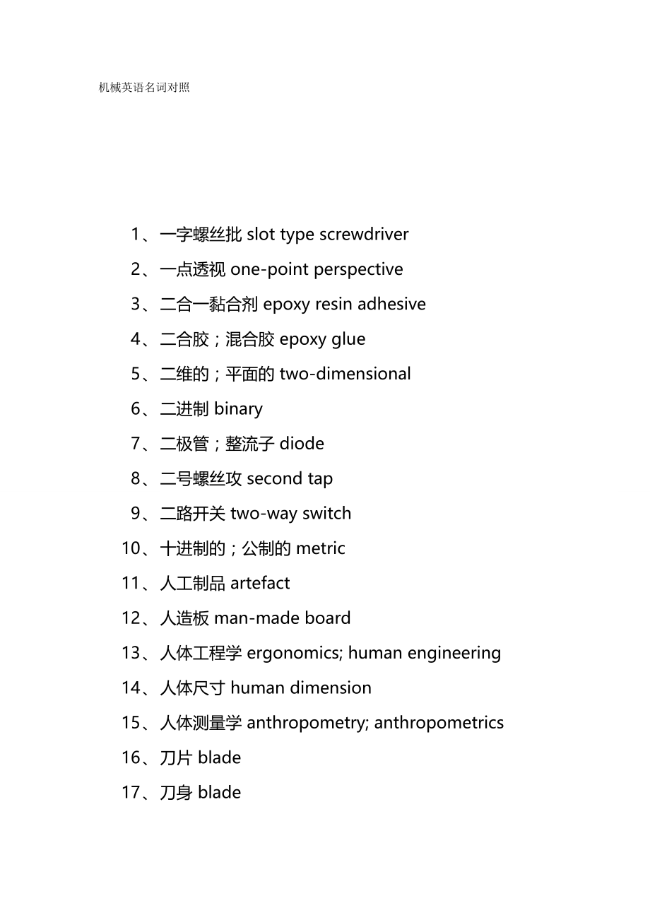 2020（机械制造行业）机械英语名词对照_第2页