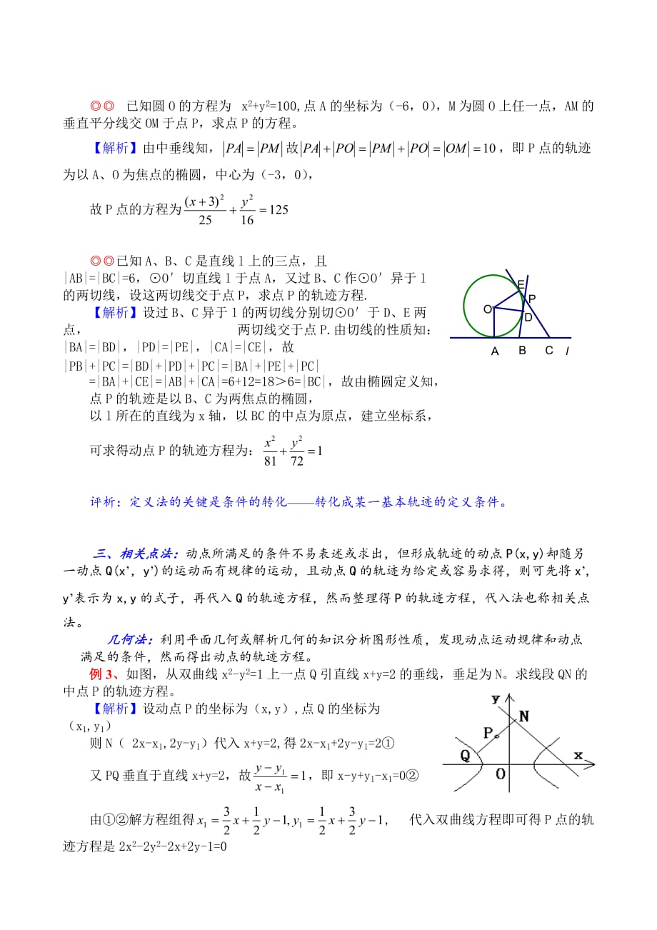 圆锥曲线轨迹问题 苏教版2（通用）_第3页