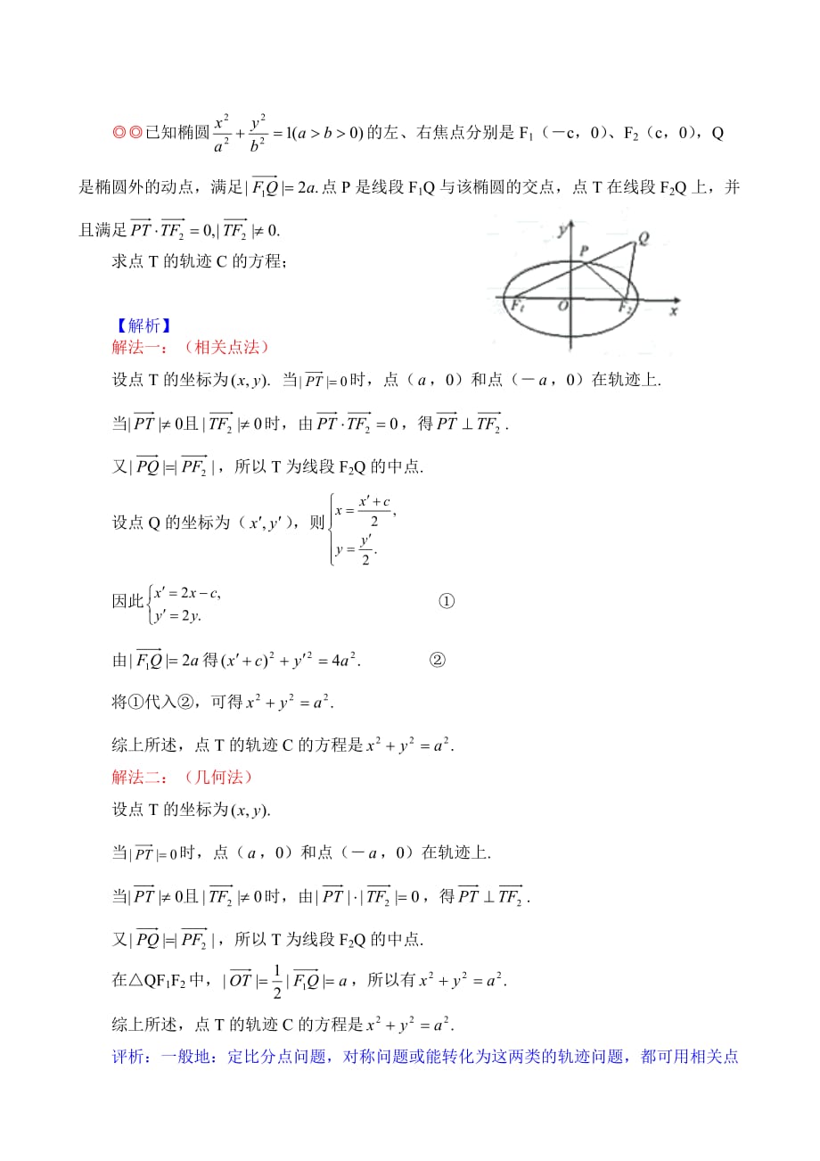圆锥曲线轨迹问题 苏教版2（通用）_第4页