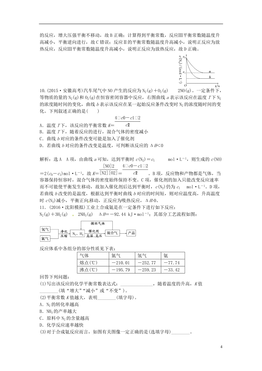 高中化学一轮复习课时跟踪检测（二十五）化学平衡常数鲁教版_第4页
