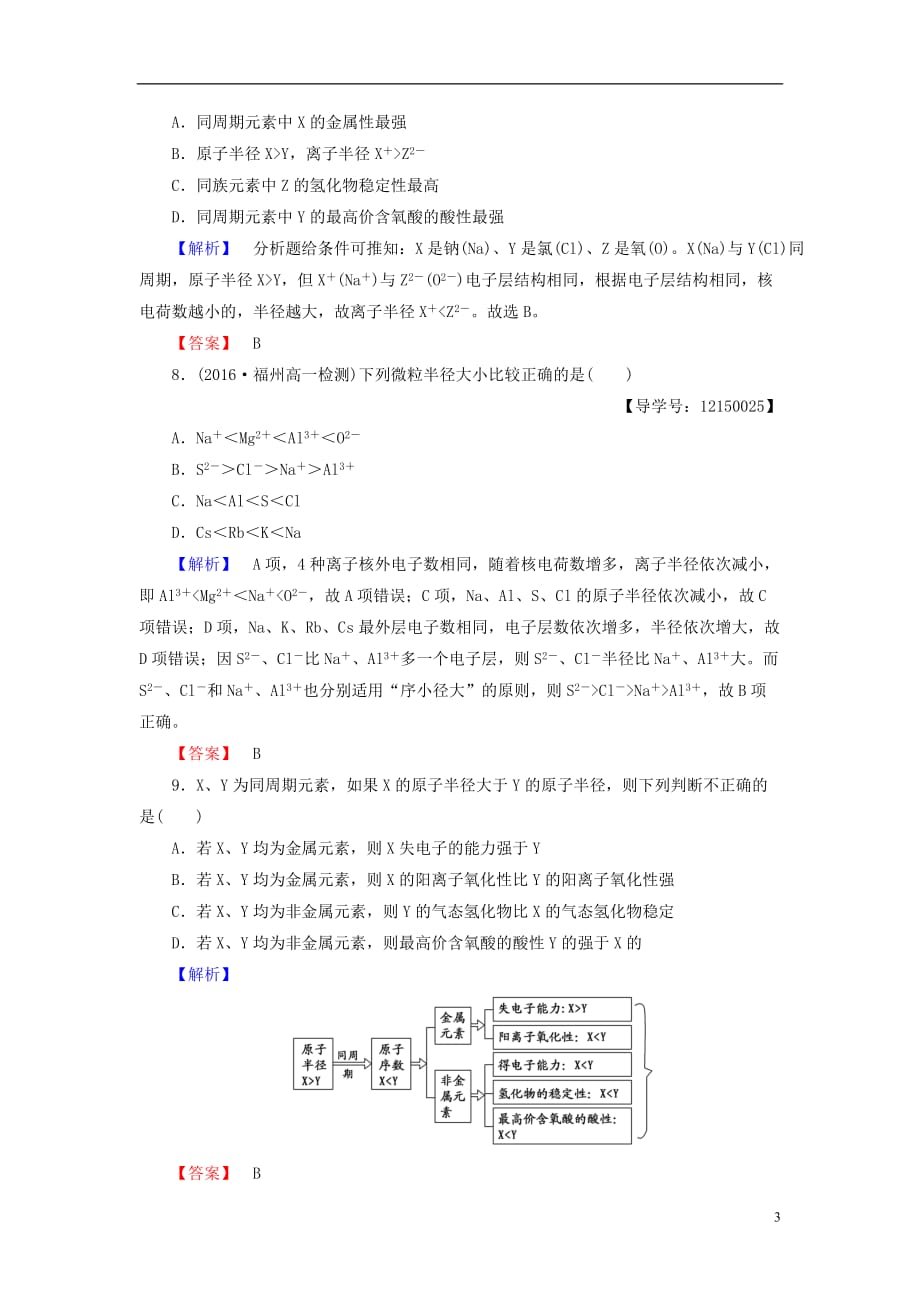 高中化学第1章物质结构元素周期律第2节元素周期律课时1原子核外电子的排布元素周期律学业分层测评新人教必修2_第3页