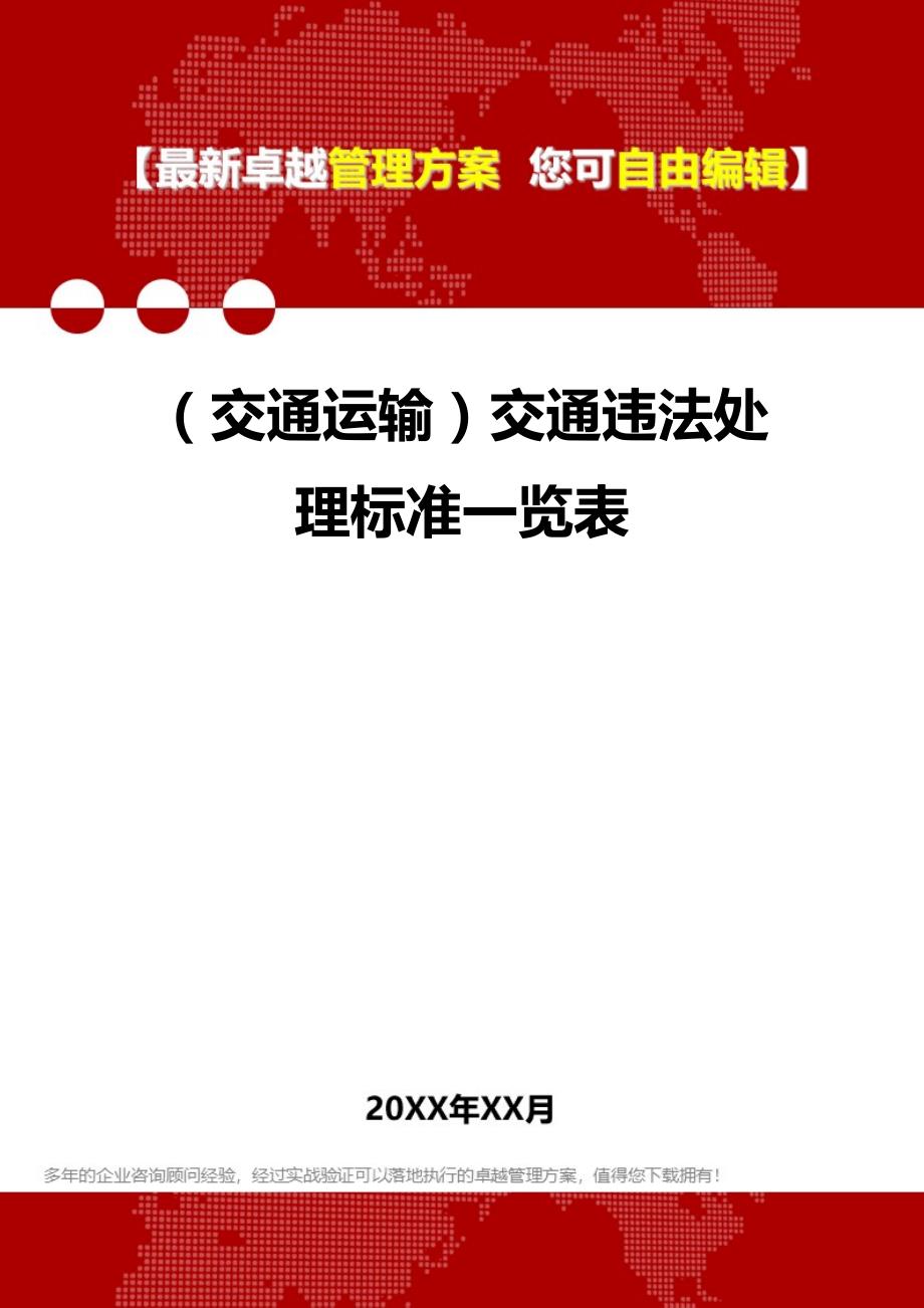 2020（交通运输）交通违法处理标准一览表_第1页