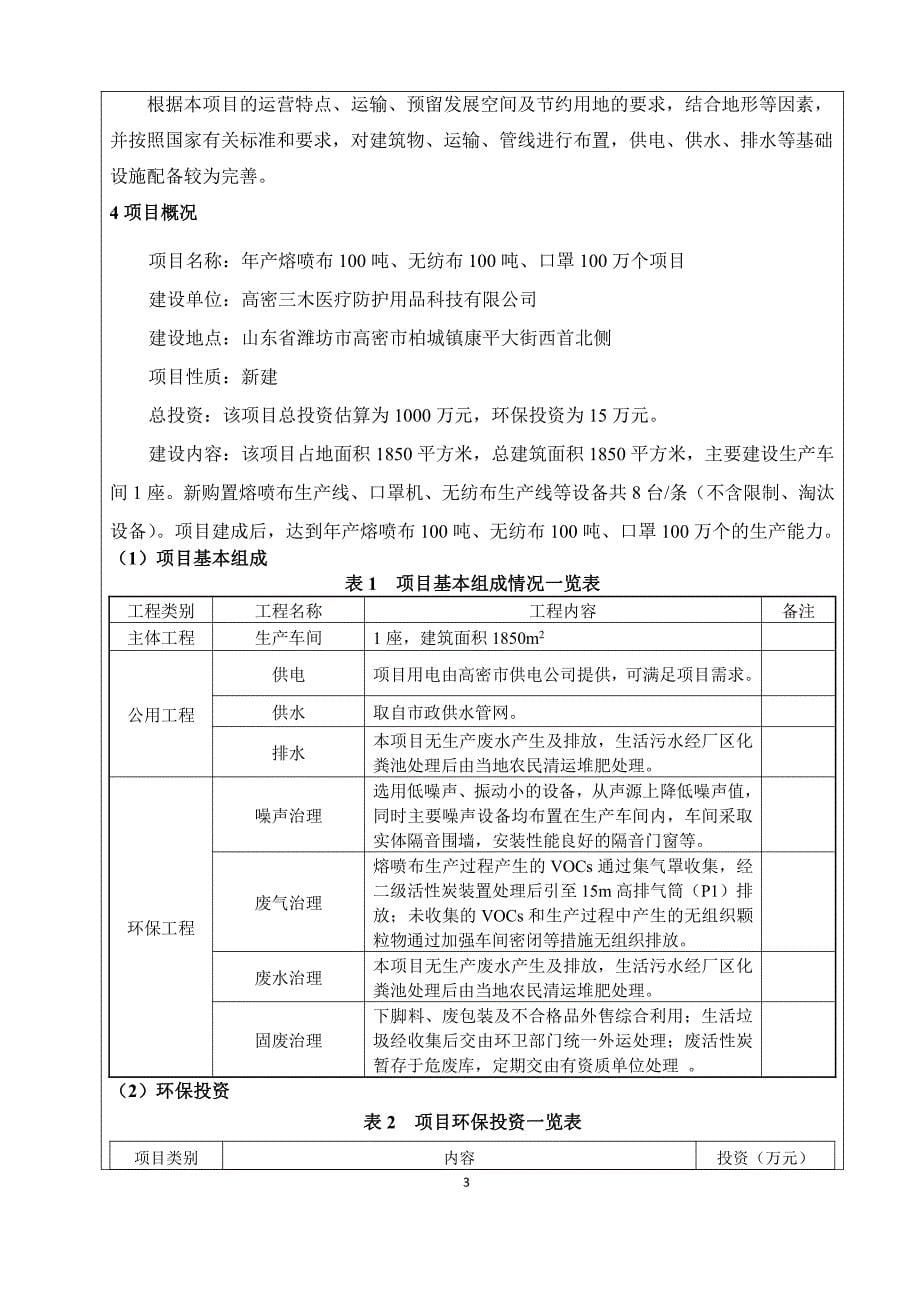 三木医疗年产熔喷布 100 吨、无纺布 100 吨、口罩 100 万个项目环评报告表_第5页