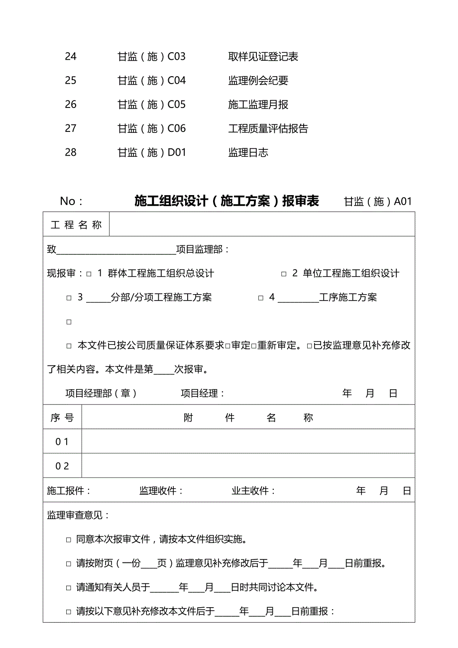 2020（建筑工程管理）甘肃省(施工阶段)监理表格(版)_第3页