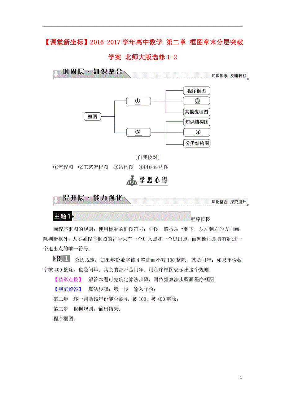 高中数学第二章框图章末分层突破学案北师大选修1-2_第1页