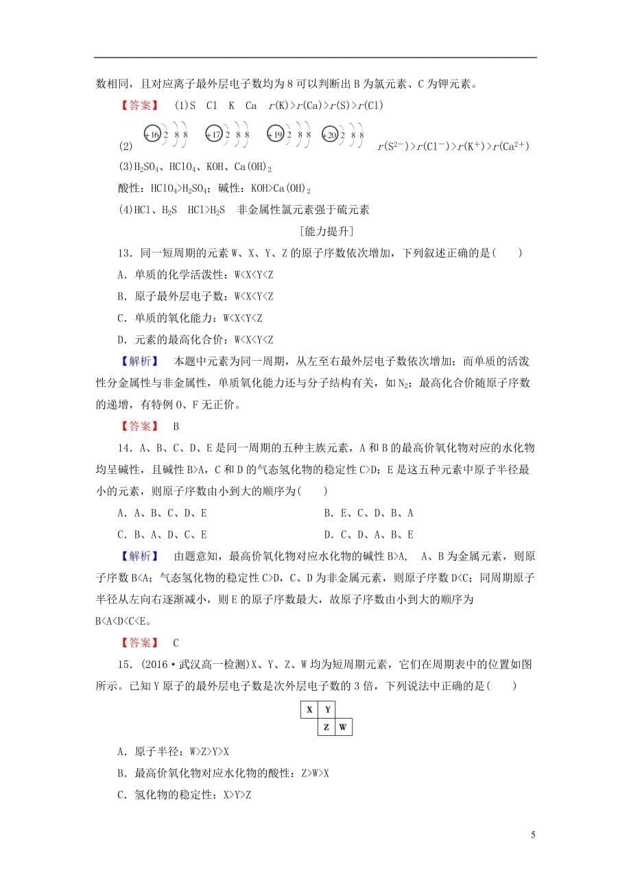 高中化学第1章原子结构与元素周期律第3节元素周期表的应用（第1课时）认识同周期元素性质的递变规律学业分层测评鲁科必修2_第5页