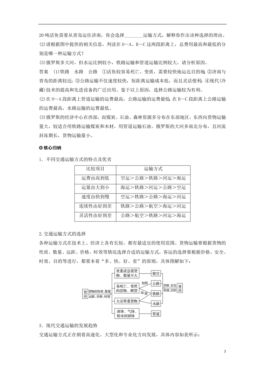 高中地理第五章交通运输布局及其影响第一节交通运输方式和布局学案新人教版必修2_第3页