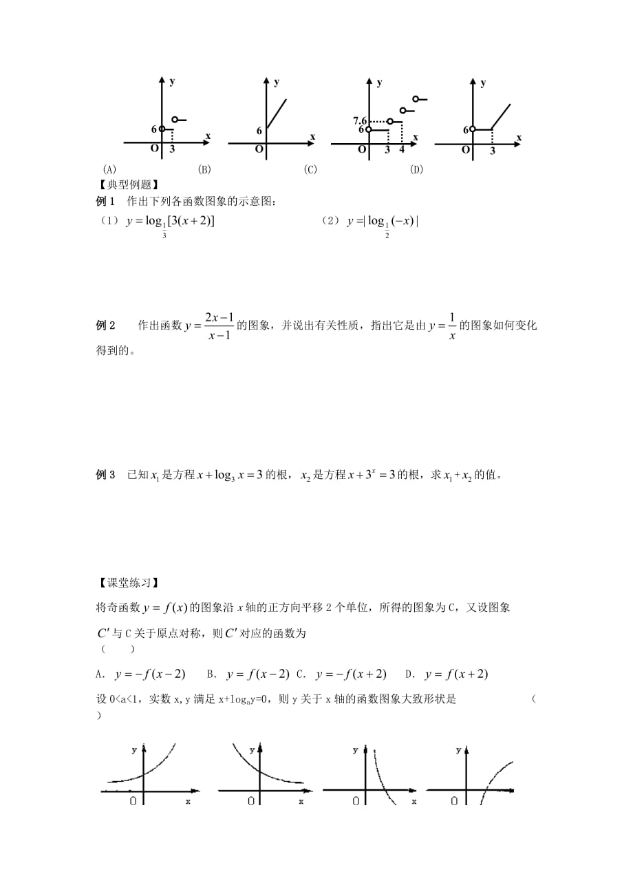 江苏南化一中高三数学一轮复习 2.8函数的图象及其运用学案（一）（通用）_第2页