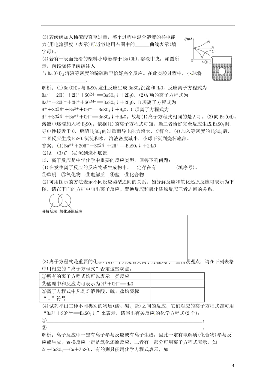 高中化学一轮复习课时跟踪检测（六）电解质与离子反应鲁教版_第4页