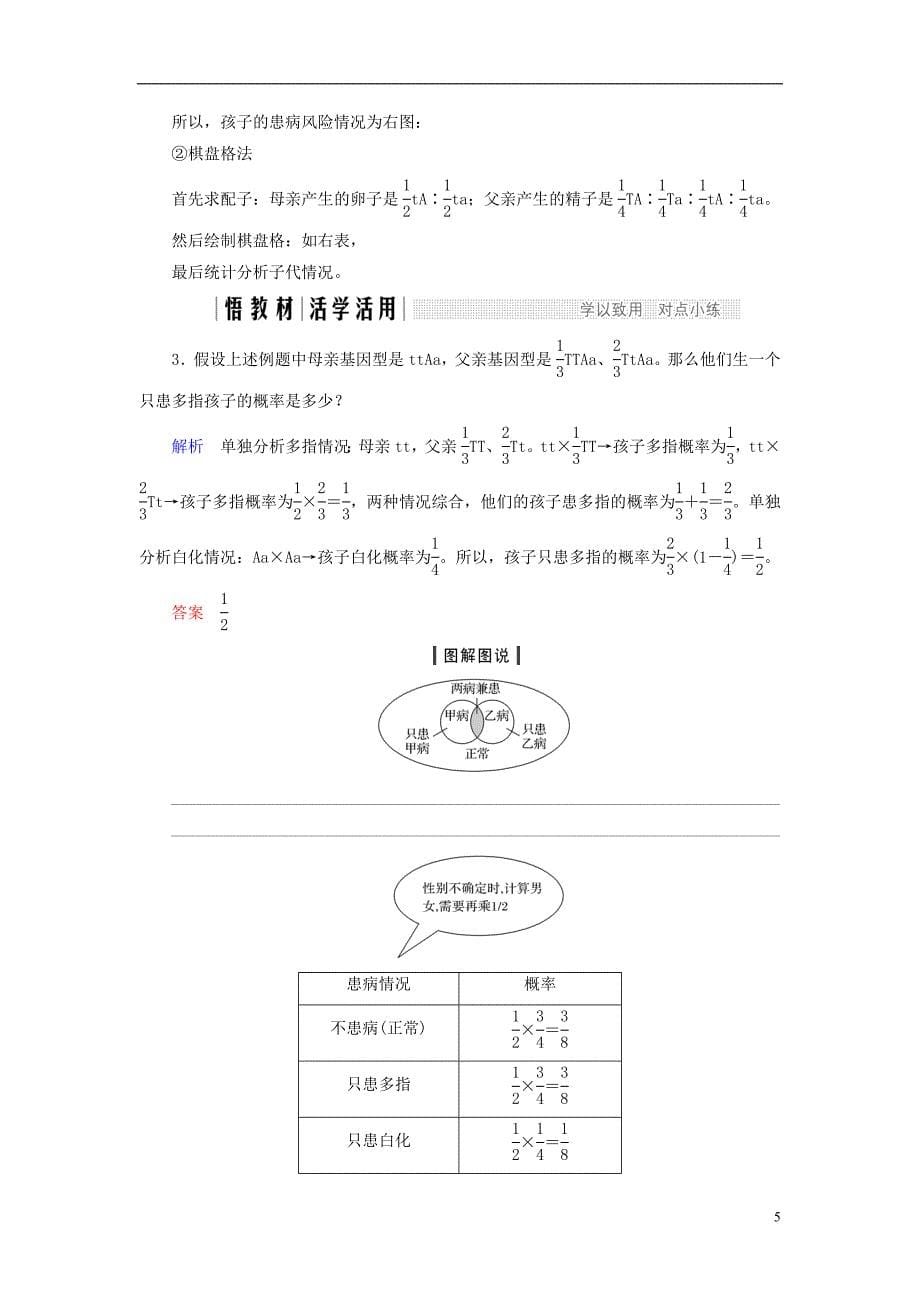 高中生物第一章孟德尔定律第5课时自由组合定律（Ⅱ）同步备课教学案浙科必修2_第5页