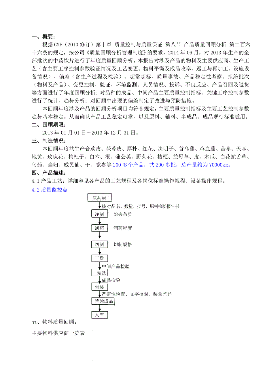 中药饮片2013年度质量回顾报告_第3页