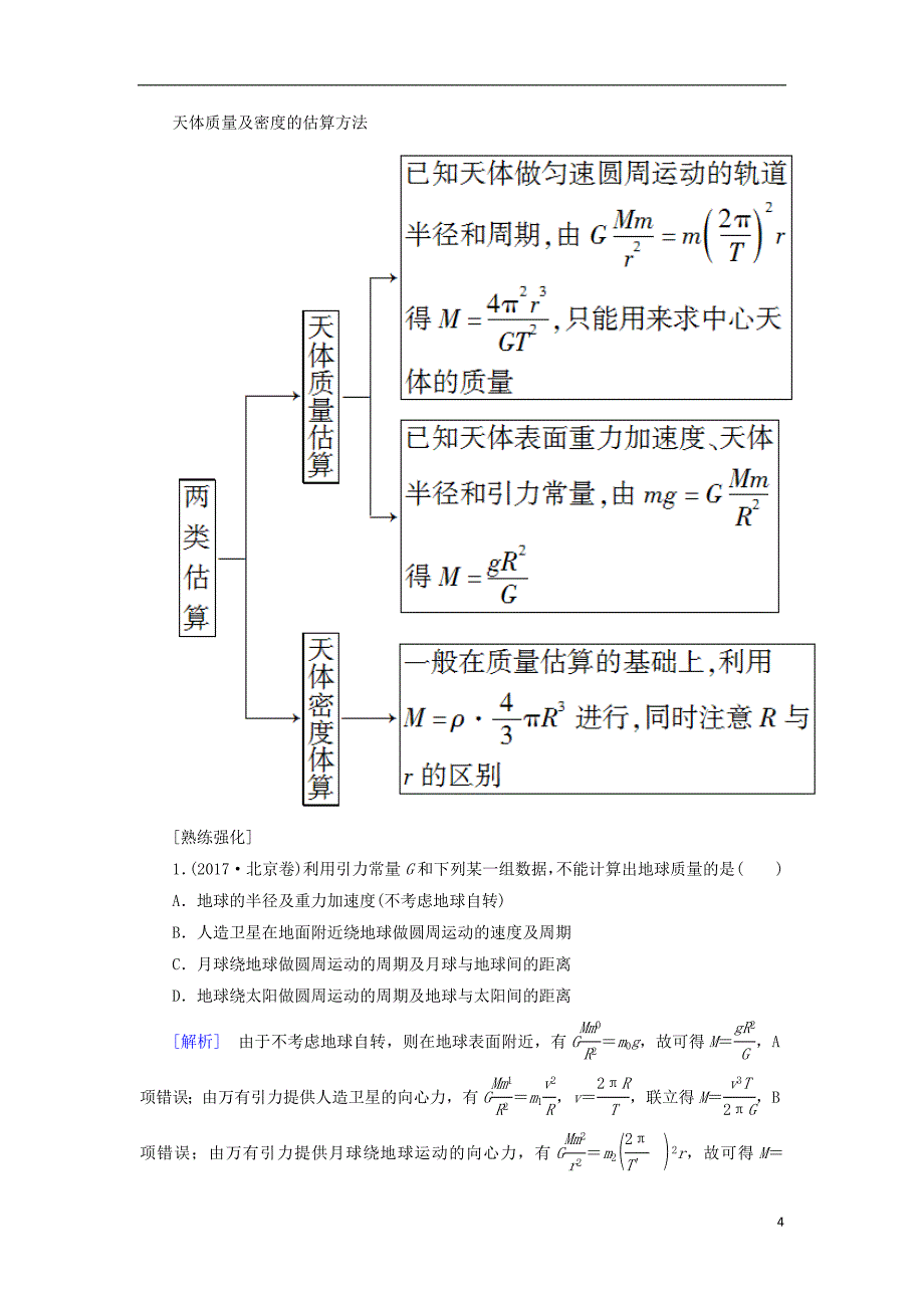 高考物理二轮复习板块一专题突破复习专题一力与运动第四讲万有引力定律及其应用学案_第4页