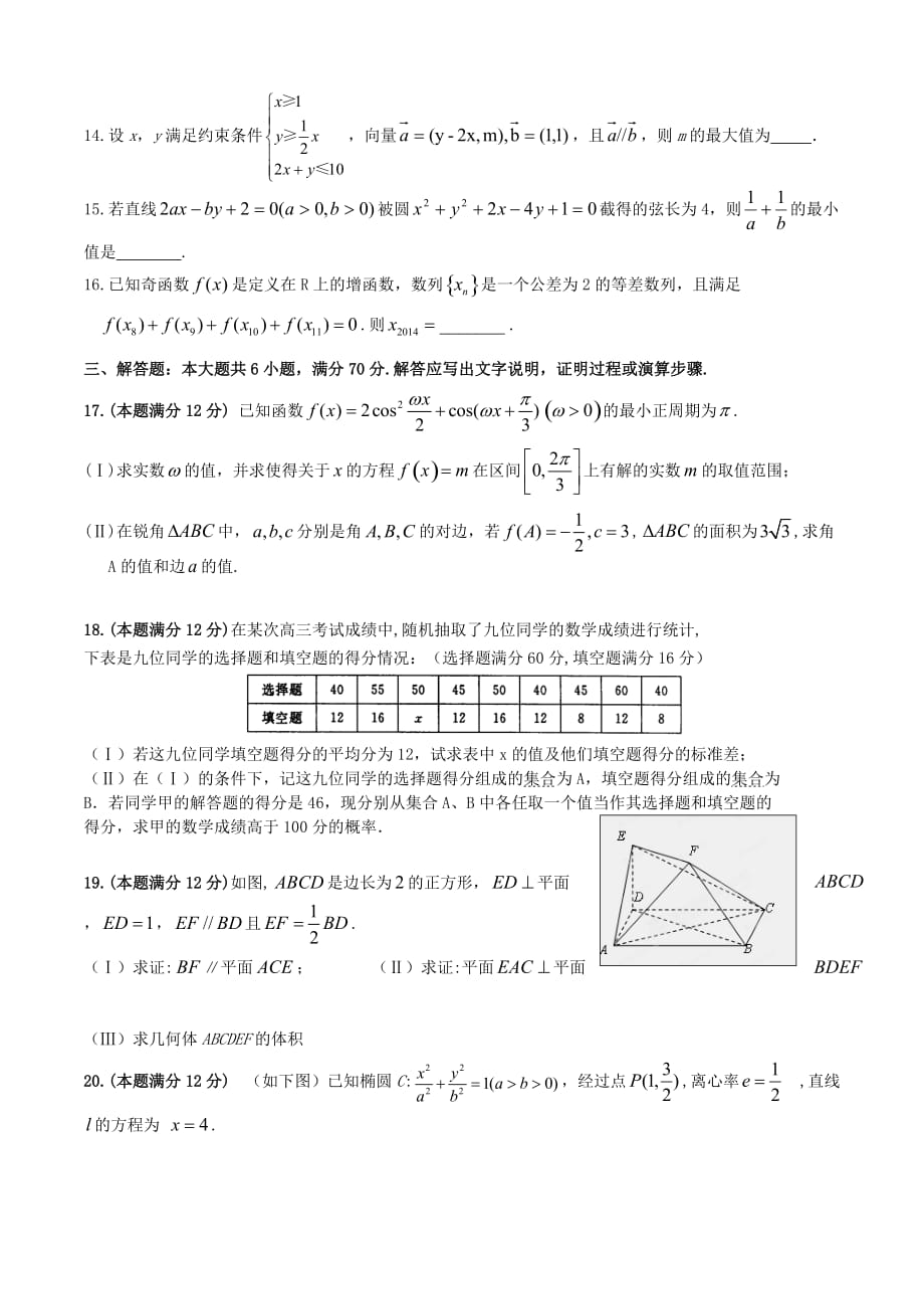 宁夏2020届高三数学第一次模拟考试试题 文（无答案）（通用）_第3页