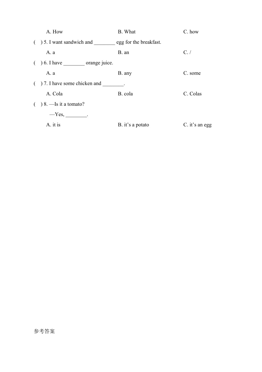 人教新起点三年级英语上册《Unit3_Lesson3课时训练》_第2页