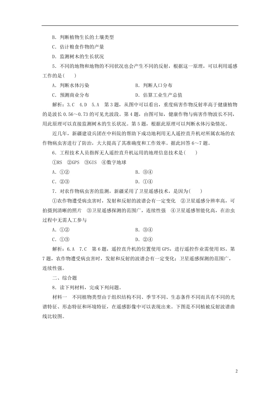 高中地理课时跟踪检测（十一）地理信息技术与防灾减灾中图选修5_第2页