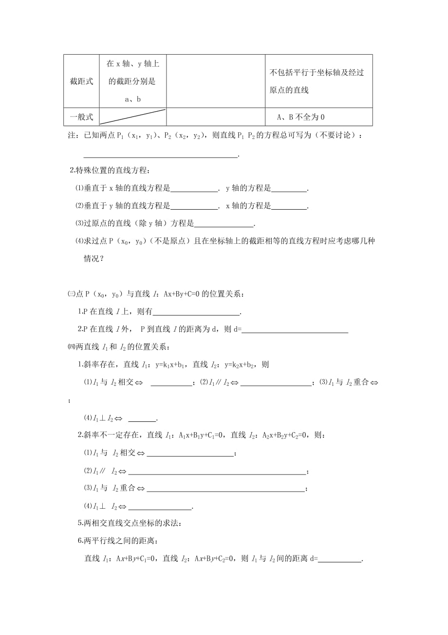 江苏省姜堰市溱潼中学2020届高三数学基础知识梳理 第7章 解析几何（通用）_第2页