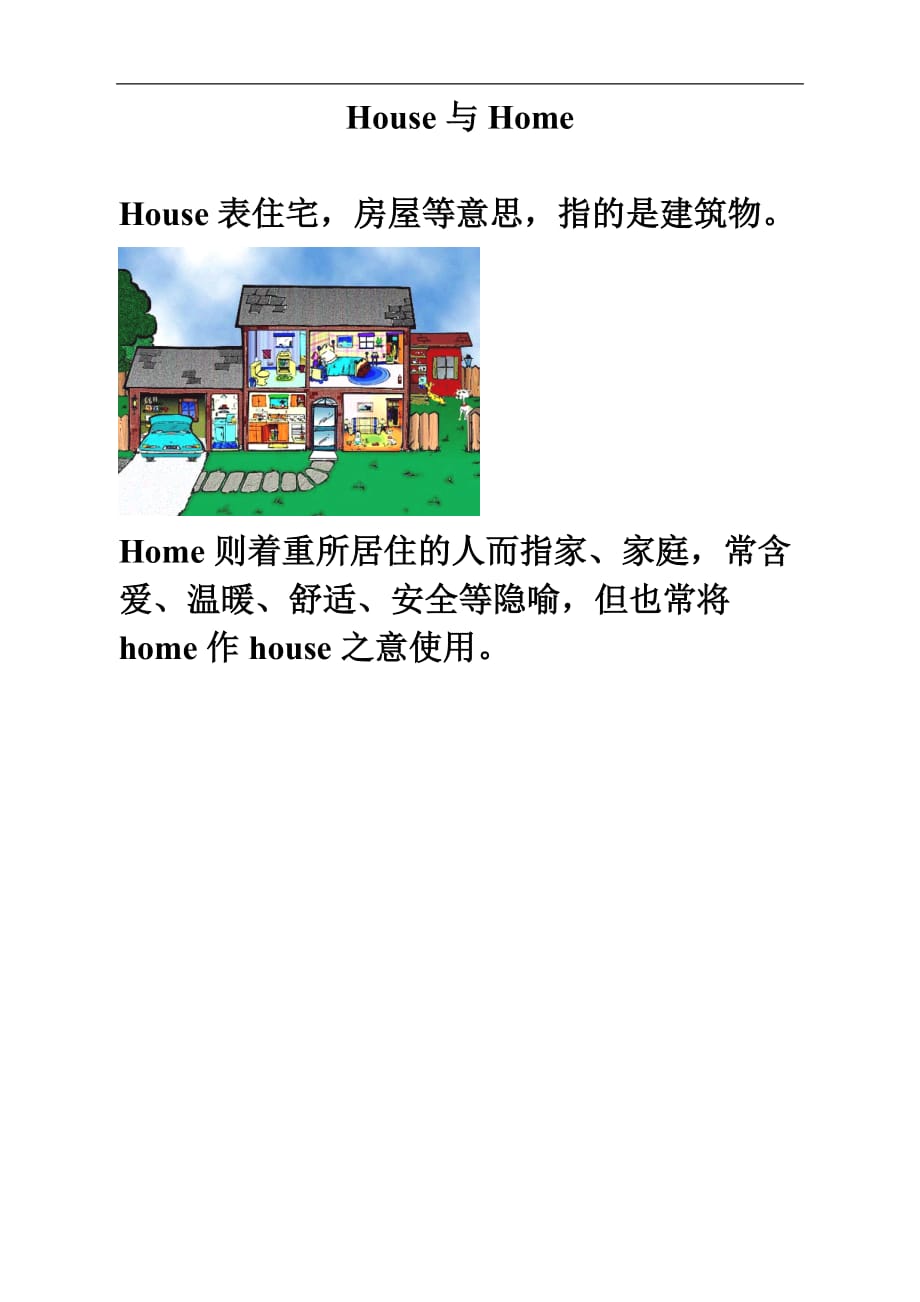 人教PEP版四年级英语上册《英语漫谈：House与Home》（附答案）_第1页