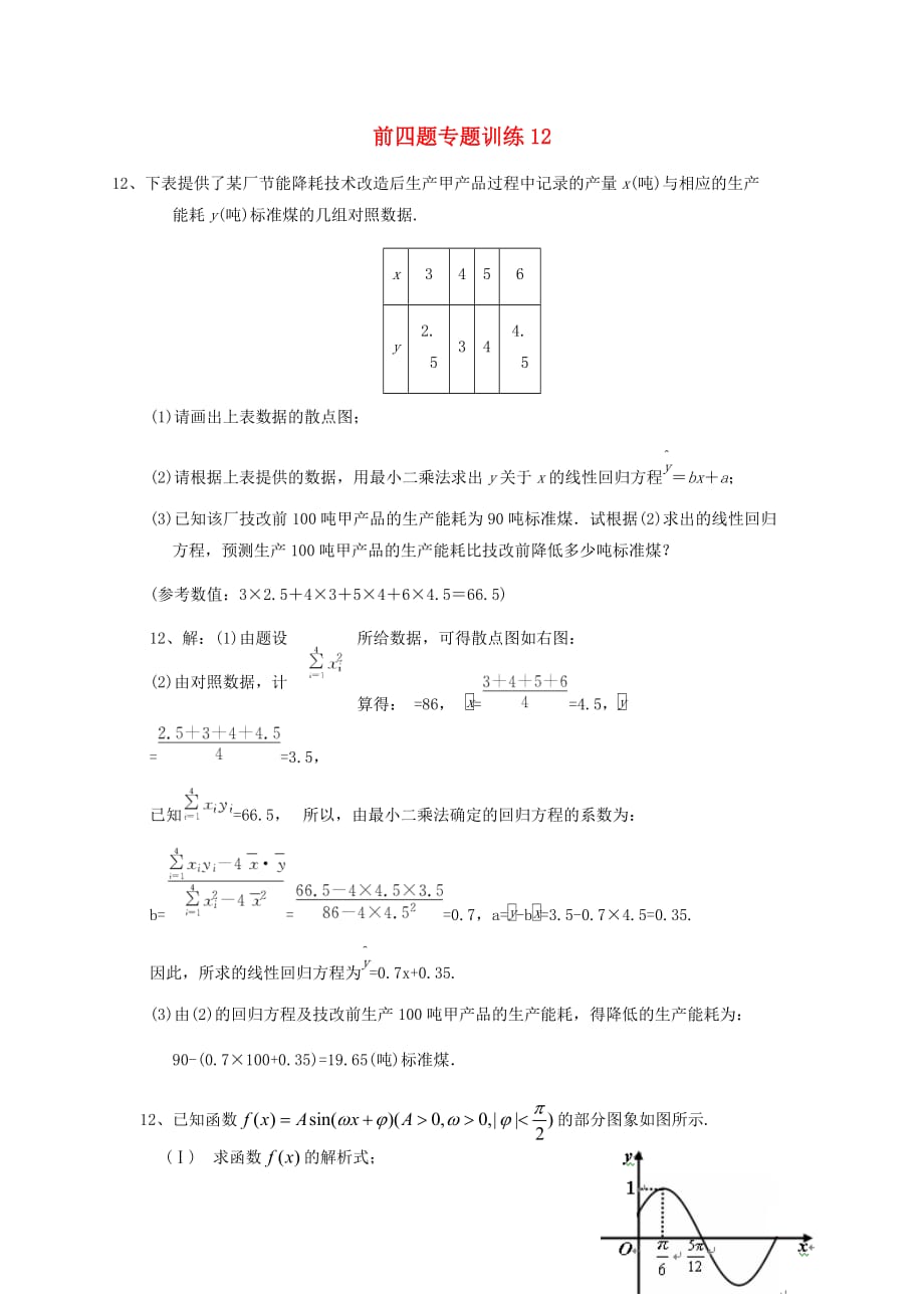 广东省佛山市三水区2020高考数学 前四题大题专题训练12 文（通用）_第1页