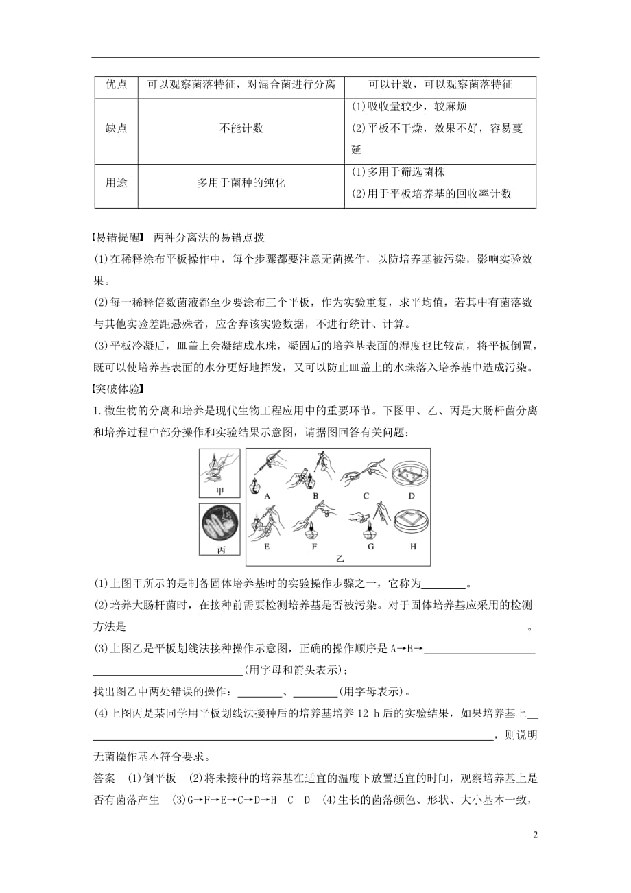 高中生物第一部分微生物的利用章末整合提升同步备课教学案浙科选修1_第2页