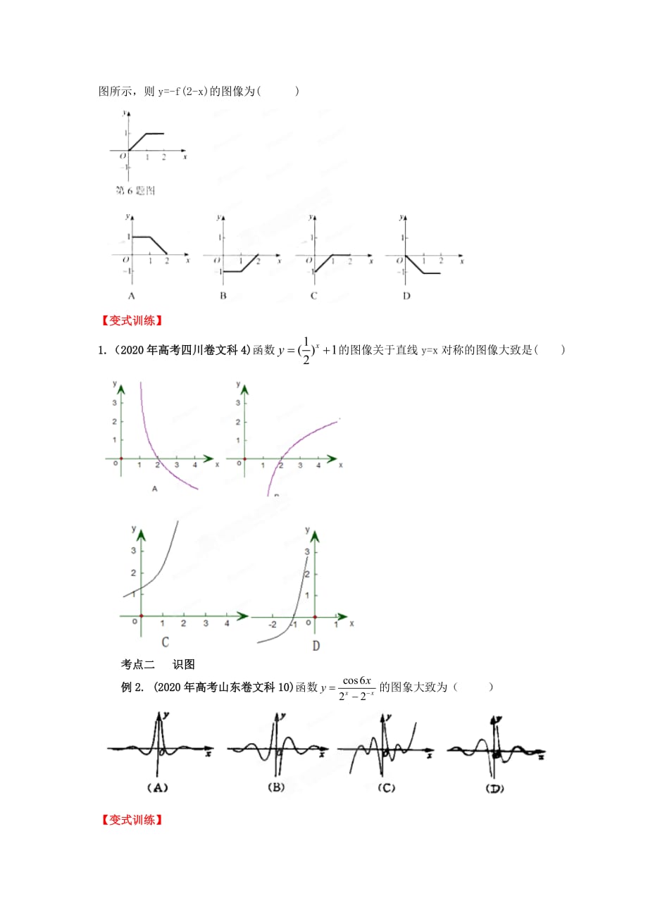 2020年高考数学一轮复习 2.4 函数的图象精品教学案（学生版）新人教版（通用）_第2页