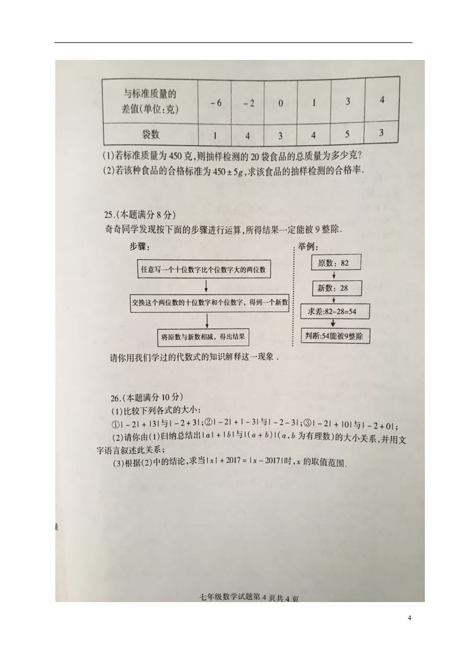 山东省平邑县2017_2018学年七年级数学上学期期中试题扫描版无答案新人教版.doc_第4页