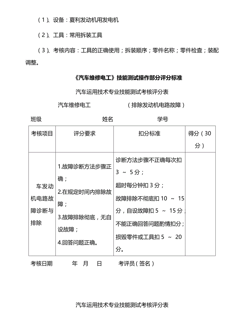 2020（汽车行业）(方案)汽车技能测试题库(测试组用维修电工)_第3页