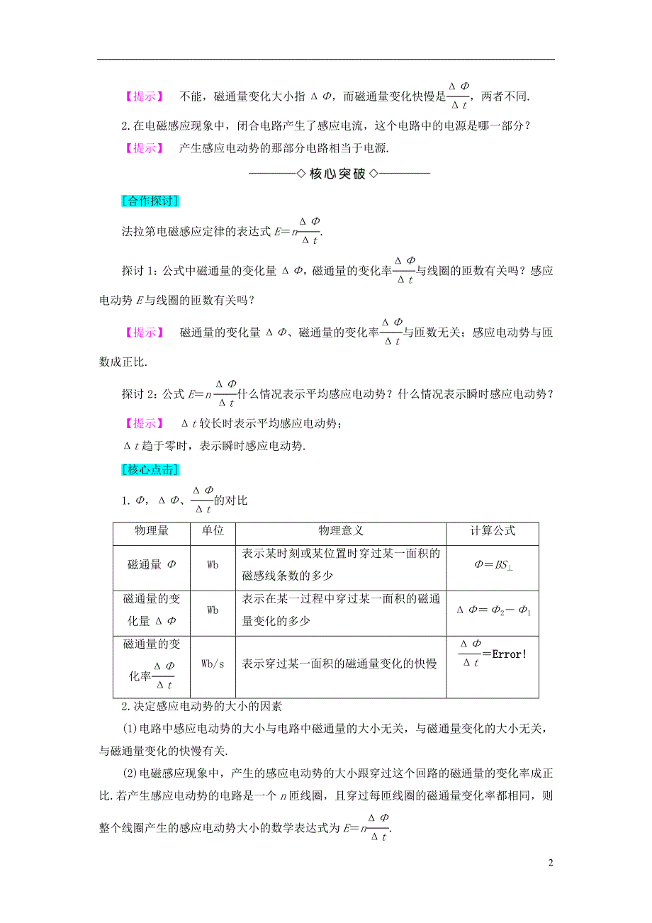 高中物理第1章电磁感应与现代生活1.3探究感应电动势的大小教师用书沪科版选修3-2_第2页