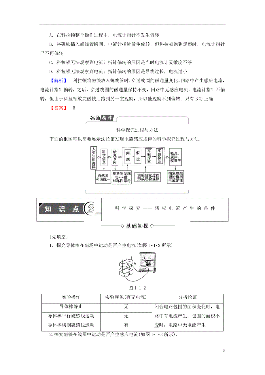 高中物理第1章电磁感应第1节磁生电的探索教师用书鲁科版选修3-2_第3页