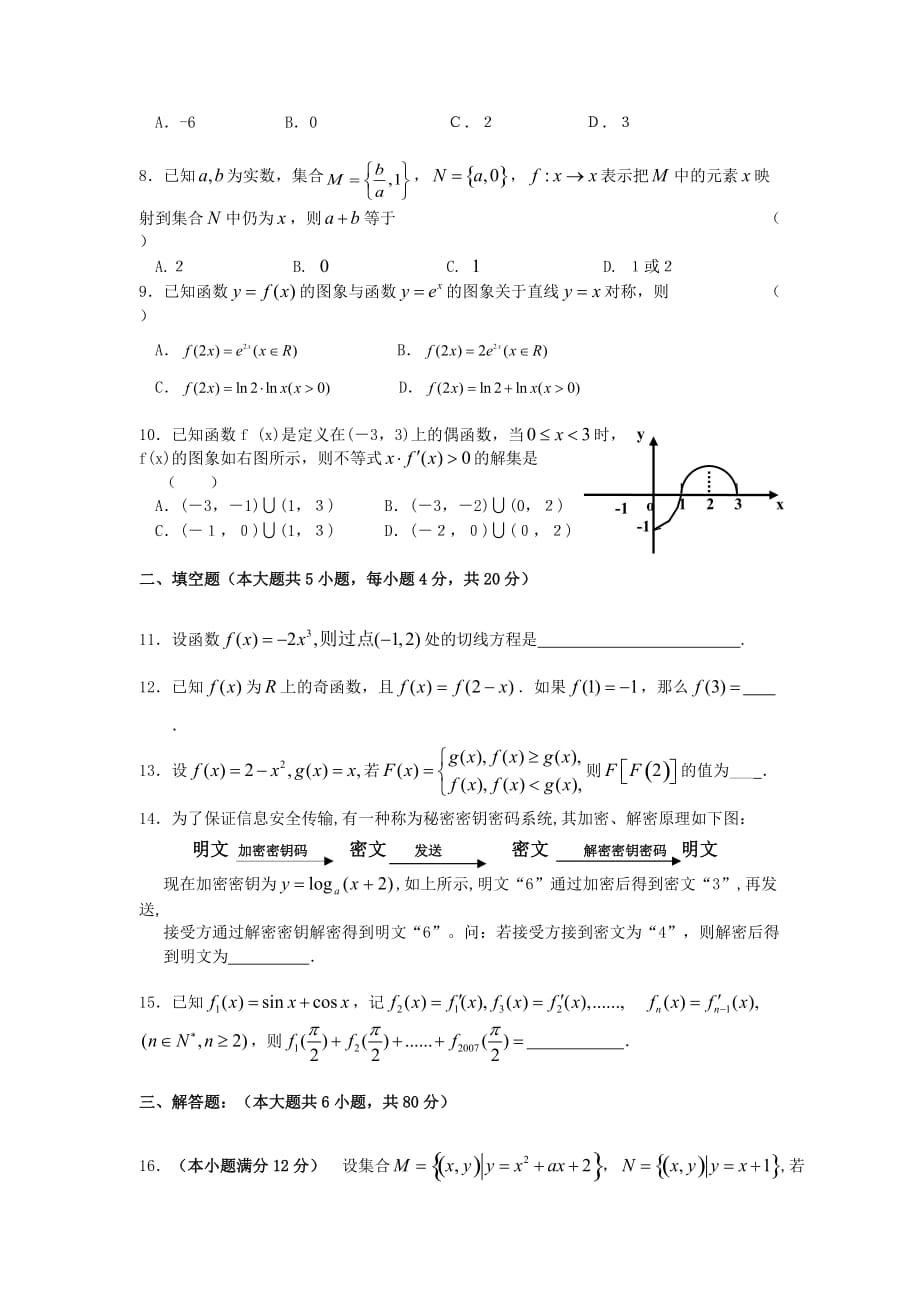 湖南省株洲市茶陵县云阳中学高三数学理科月考试卷 人教版（通用）_第2页