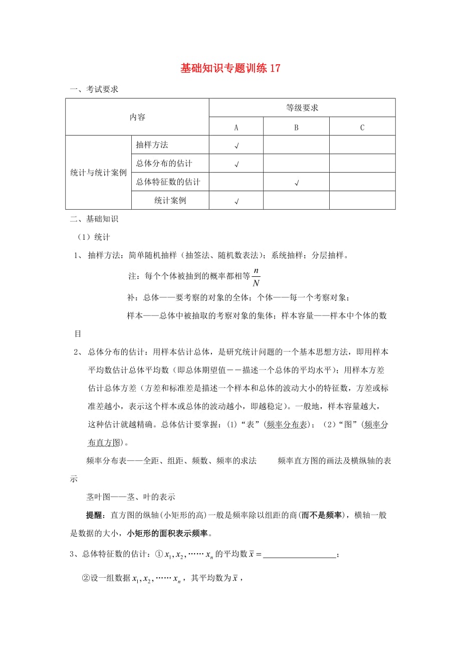 浙江省台州市2020届高考数学 基础知识专题训练17（无答案）文（通用）_第1页