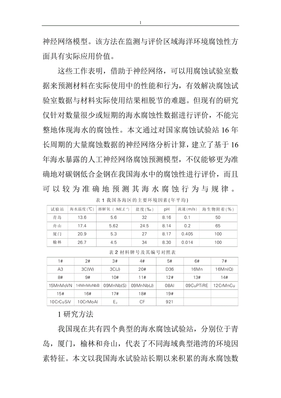 《碳钢低合金钢腐蚀研究论文：基于碳钢和低合金钢16年海水暴露腐蚀数据的神经网络预测模型》-公开DOC·毕业论文_第3页