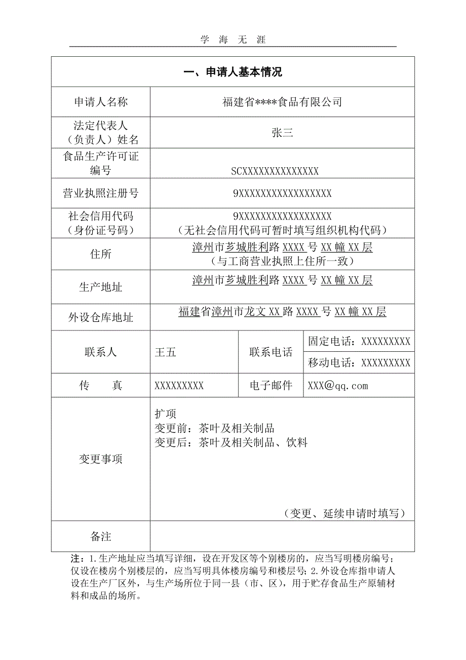 2020年整理最新版食品生产许可SC申请书示范文本.doc_第2页